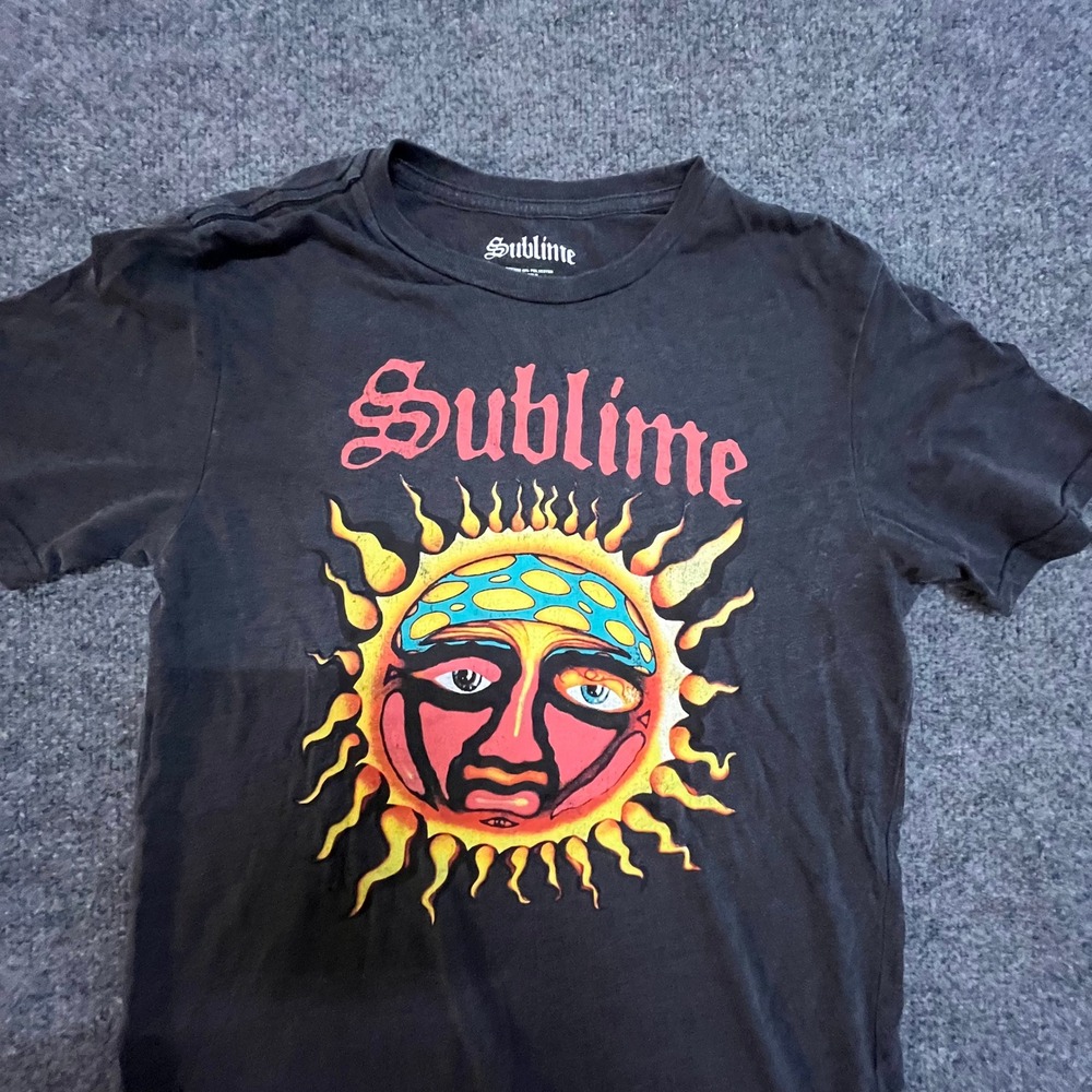 Sublime T-Shirt Boys Size 14/16 Black Graphic Sun Logo Short Sleeve Band Tee